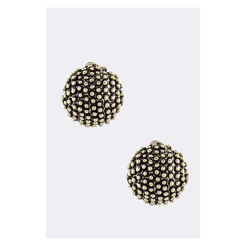 MINI METAL BALL ENCRUSTED DOME EARRINGS