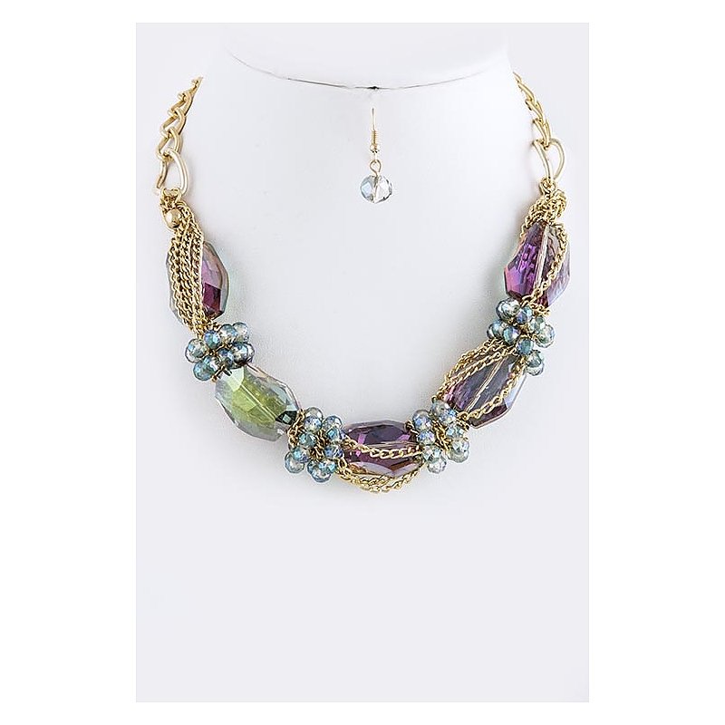 FACETED CRYSTAL LINK NECKLACE SET