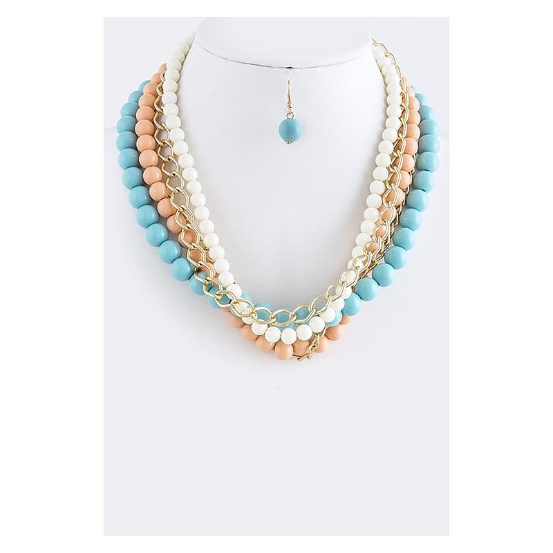 COLORFUL ACRYLIC ORB LAYER NECKLACE SET
