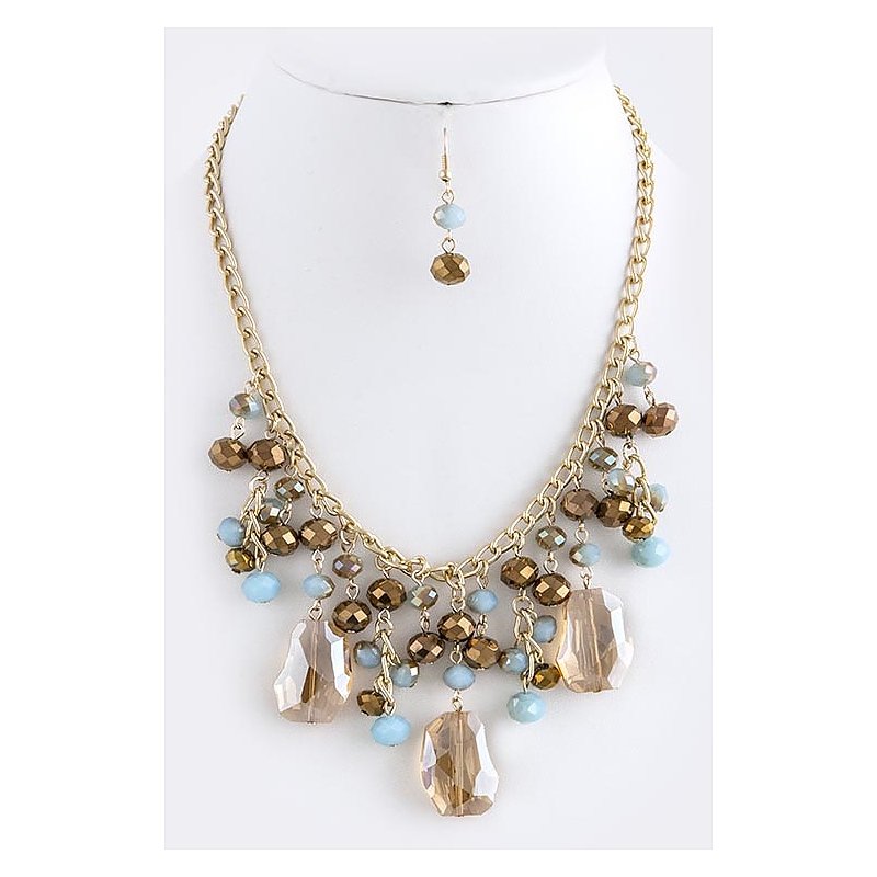 CRYSTAL CLUSTER NECKLACE SET