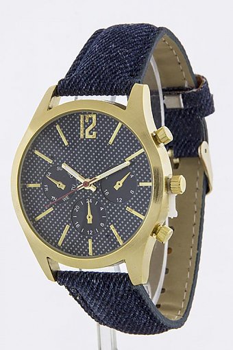BRUSH CASE 3 EYE DIAL DARK DENIM WATCH