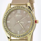 QUILTED PATTERN CRYSTAL FASHION WATCH