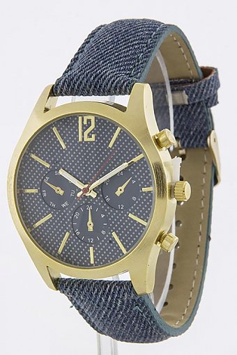BRUSH CASE 3 EYE DIAL LIGHT DENIM WATCH