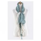 FLORAL CROCHET LACE EDGE DESIGN SOLID COLOR SCARF