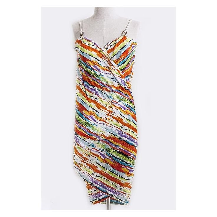 PAINTERLY COLORFUL BRUSH PATTERN DRESS SCARF