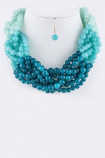 INTERTWINED OPAQUE BEAD NECKLACE SET