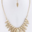 ETCHED LEAF BIB NECKLACE SET