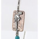 2 TONE METAL PISTOL TAG SKINNY BANGLE