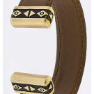SIMPLE TRIBAL DESIGN METAL TIP LEATHER CUFF BRACELET