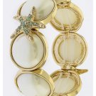 STARFISH ORNATE BEZEL SET PEARL DOME LINK STRETCH BRACELET