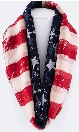 VINTAGE WASHED AMERICAN FLAG INFINITY SCARF