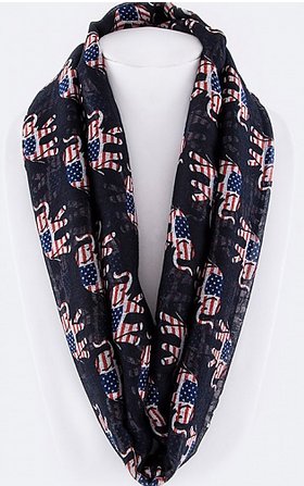 AMERICAN FLAG ELEPHANT PATTERN INFINITY SCARF