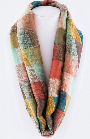 OBLIQUE CHECKER PRINT INFINITY SCARF