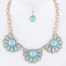 CRYSTAL FLOWER STATEMENT NECKLACE SET