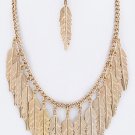 METAL FEATHERS STATEMENT NECKLACE SET