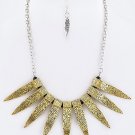 TEXTURED METAL PLATES STATEMENT NECKLACE SET