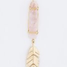 PRECIOUS STONE & METAL FEATHER PENDANT NECKLACE SET