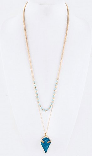 BEAD & DRUZY PENDANT LAYER NECKLACE