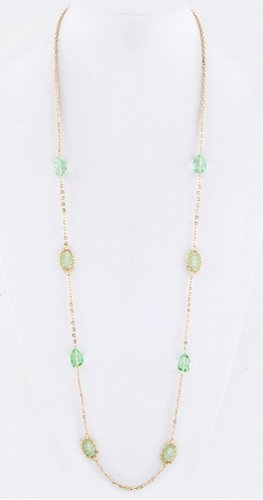 CRYSTAL & WIRED BEADS LONG STATION NECKLACE