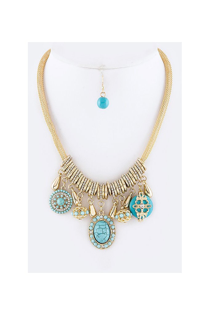 MIX CHARMS STATEMENT NECKLACE SET