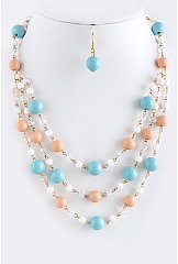 ACRYLIC BEAD TIERED NECKLACE SET