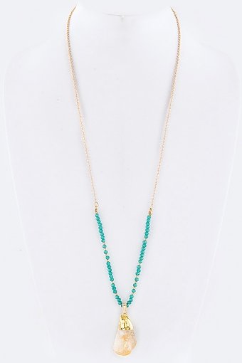 QUARTZ PENDANT LONG NECKLACE