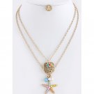 ACRYLIC ENCRUSTED STARFISH CHARM LAYER NECKLACE SET