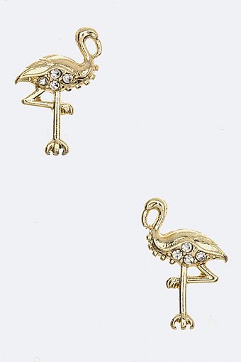 CRYSTAL FLAMINGO ICONIC STUDS