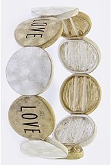 ETCHED LOVE DISK LINK STRETCH BRACELET