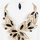 LARGE LEAF WITH ACRYLIC BEAD NECKLACE SET