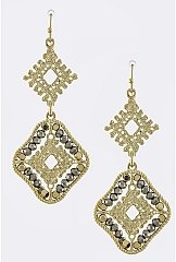 BEAD ENCRUSTED ORNATE DROP EARRINGS
