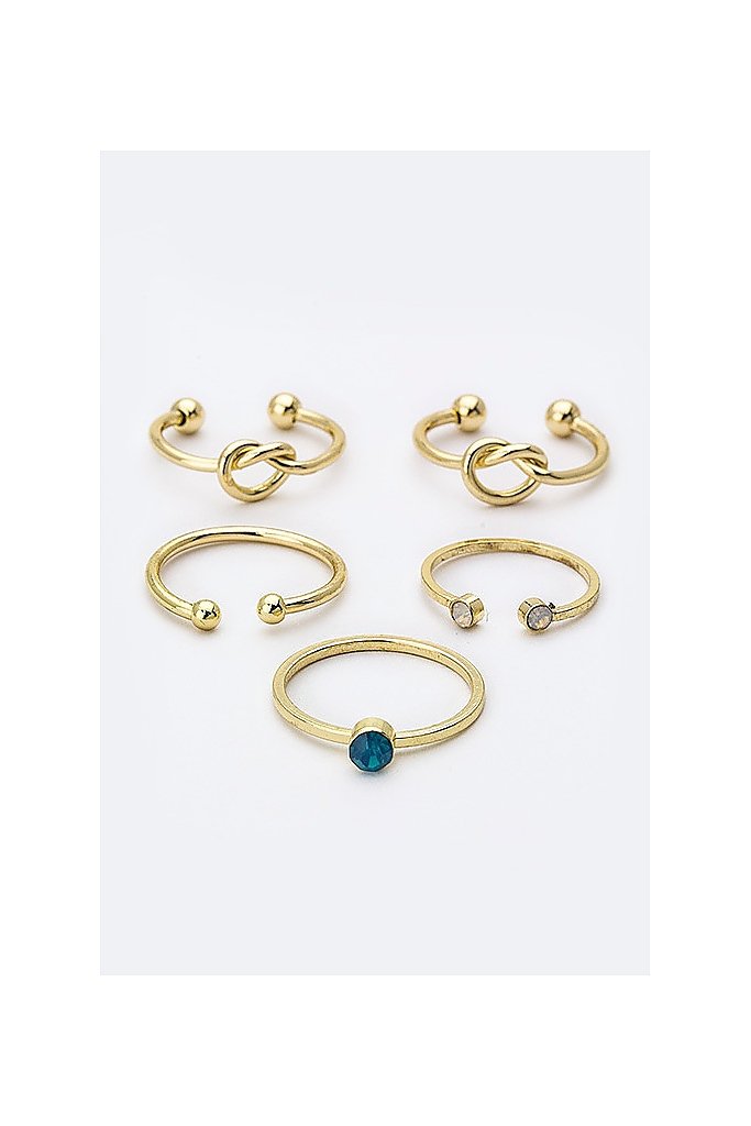 CRYSTAL & LOVE KNOT RINGS SET