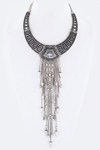 FRINGED MIX CHARMS ICONIC COLLAR NECKLACE