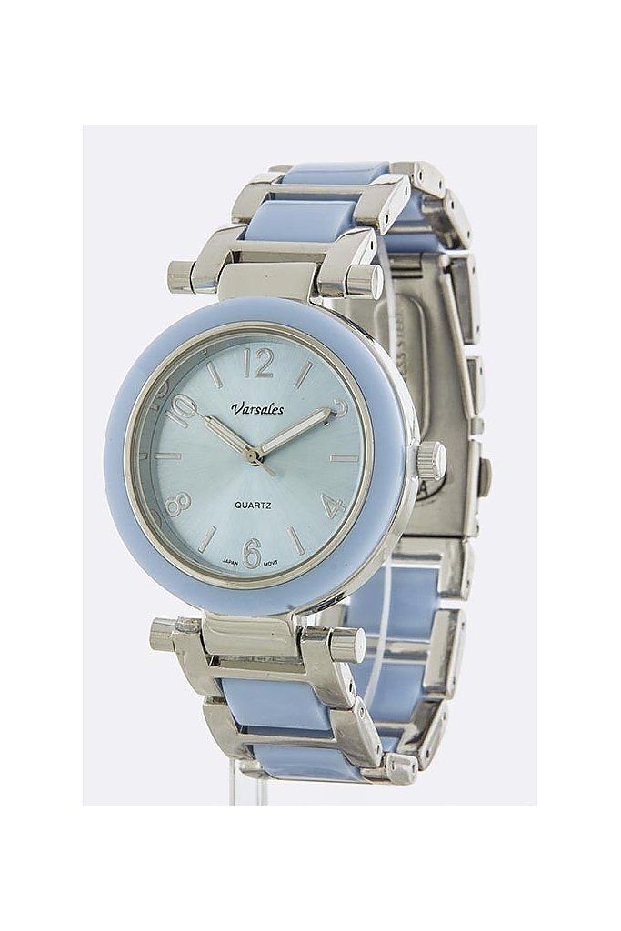 MEDIUM ROUND CASE WITH METAL BAND WATCH