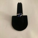 Sterling Silver Double Trillion Cut Blue Spinel CZ Ring- Sizes 5, 7, 8, 9
