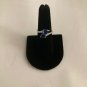 Sterling Silver Double Trillion Cut Blue Spinel CZ Ring- Sizes 5, 7, 8, 9