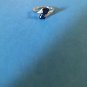 Sterling Silver Double Trillion Cut Blue Spinel CZ Ring- Sizes 5, 7, 8, 9