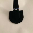 Sterling Silver Cascading Wave Round Cut Clear & Blue Spinel CZ Ring- Sizes 6-8