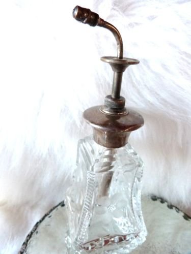 VINTAGE PERFUME BOTTLE VINTAGE ATOMIZER CZECH GLASS STERLING SILVER