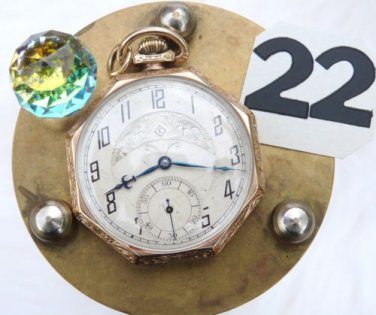 ART DECO POCKET WATCH COMPETITOR OCTAGON 10K GOLD FILL