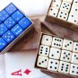 VINTAGE DICE GAMBLING DICE ORIGINAL BOX POKER DICE FRENCH BAKELITE GALALITH