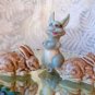 WADE LAUGHING RABBIT RED ROSE CLOSED EAR 3PC EASTER BUNNY