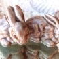 WADE LAUGHING RABBIT RED ROSE CLOSED EAR 3PC EASTER BUNNY