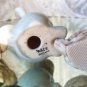 WADE LAUGHING RABBIT RED ROSE CLOSED EAR 3PC EASTER BUNNY