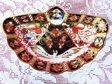 ROYAL CROWN DERBY DISH IMARI FAN TRAY CROWN DERBY TRINKET VANITY TRAY