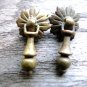 CENTURY BRASS DRAWER PULL FLOWER PULL VINTAGE JEWLRY BOX DROP PULLS 2 PC