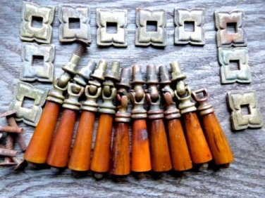 BAKELITE DRAWER PULL VINTAGE CABINET TEAR DROP PULL 10pc BRASS