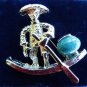 VINTAGE BROOCH PAGODA BOAT PIN TURQUOISE STONE