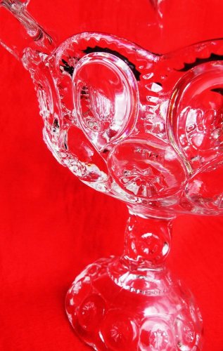 EAPG GLASS COMPOTE AMERICAN FLINT GLASS SALVER BULLSEYE GLASS