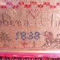 ANTIQUE SAMPLER 1838 VINTAGE TEXTILE SAMPLER ROBENA CHRISTIE FAMILY NAME